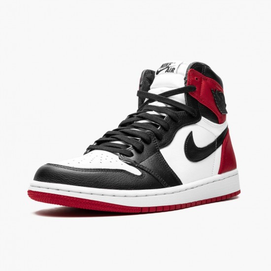 Air Jordan 1 High OG Satin Black Toe Musta/Musta-Valkoinen-Varsity Punainen CD0461 016 Naiset/Miehet