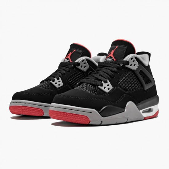 Air Jordan 4 Retro Bred 2019 Release Musta/Cement Harmaa-Summit Valkoinen 308497 060
